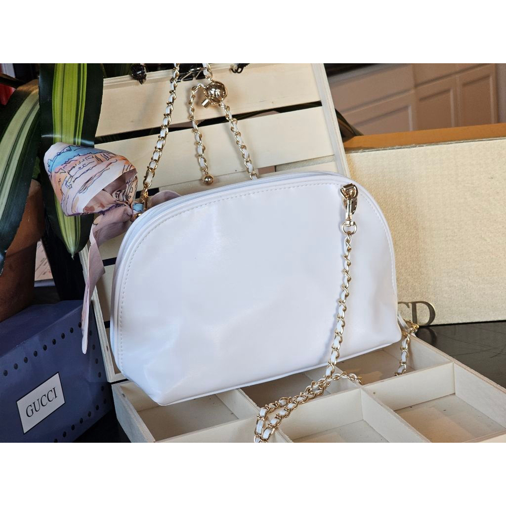 YSL Yves Saint Laurent White Clutch w/Crossbody, Twilly and Charm Added - Picture 11 of 15